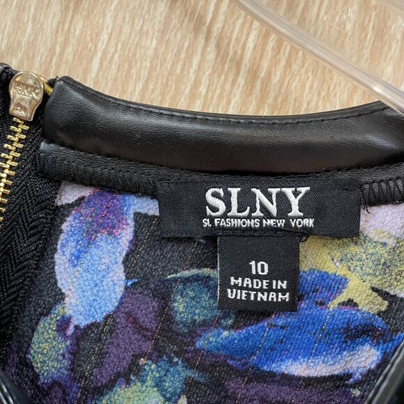 SLNY Black Print Dress Size 10 NWT - Picture 5 of 6